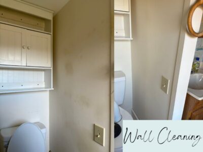 Wall surface after cleaning, showing removal of stains, smudges, and scuff marks