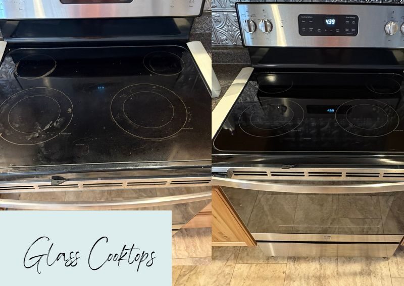 Freshly cleaned glass cooktop creating a bright, spotless kitchen space